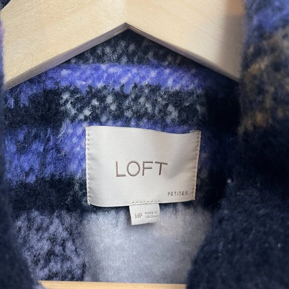 Loft Purple Plaid Jacket Size MP Medium Petite - Picture 7 of 8